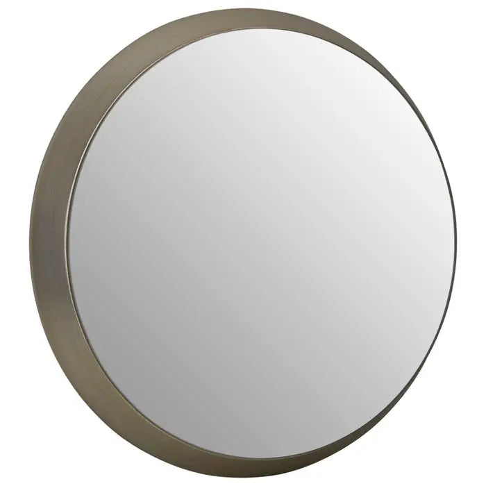 Sleek Silver Round Mirror – Iron Frame & Minimalist Design