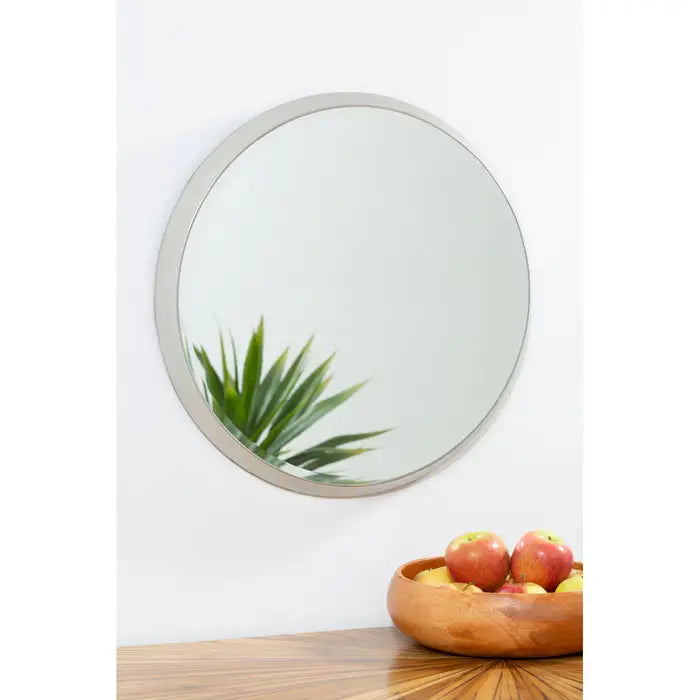 Elegant Silver Round Mirror – Iron Frame & Sleek Design