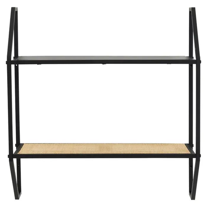 Modern Metal & Rattan Wall Shelf – Sleek Storage Solution -