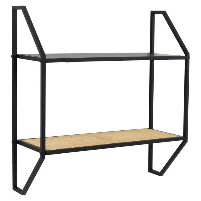 Modern Metal & Rattan Wall Shelf – Sleek Storage Solution