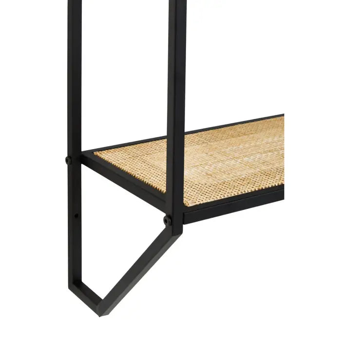 Modern Metal & Rattan Wall Shelf – Sleek Storage Solution
