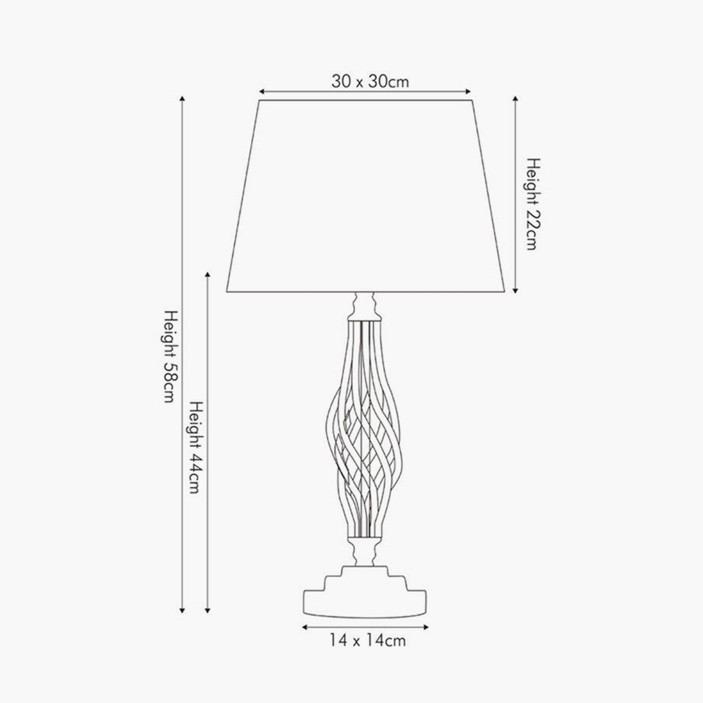 Antique Brass Table Lamp – Twisted Metal Base & Neutral Shade – Classic Style