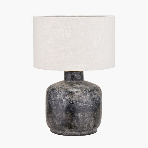 Modern Grey Stoneware Lamp Base – Volcanic Effect Finish