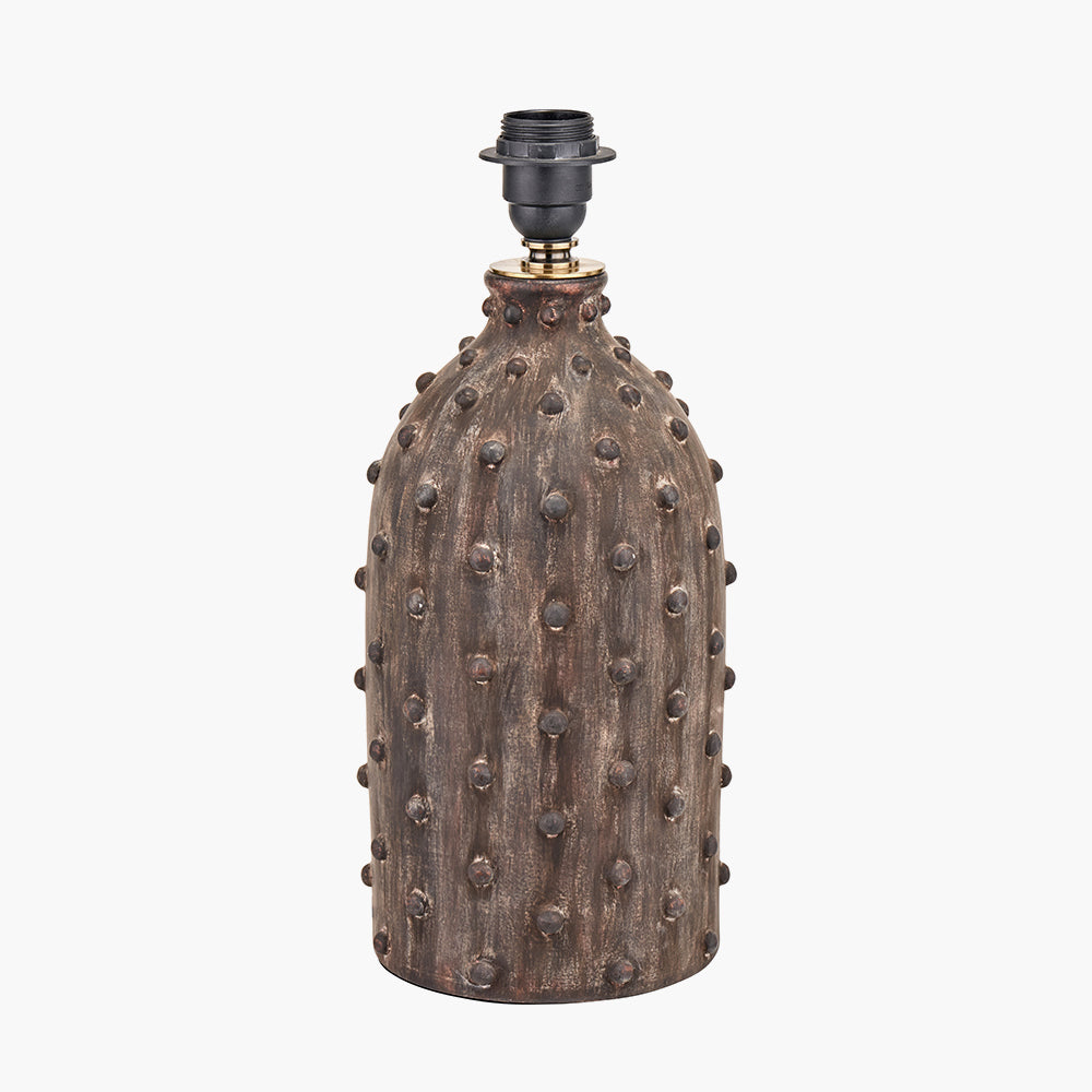 Rustic Grey Stoneware Table Lamp Base – Textured Design & LED Compatible