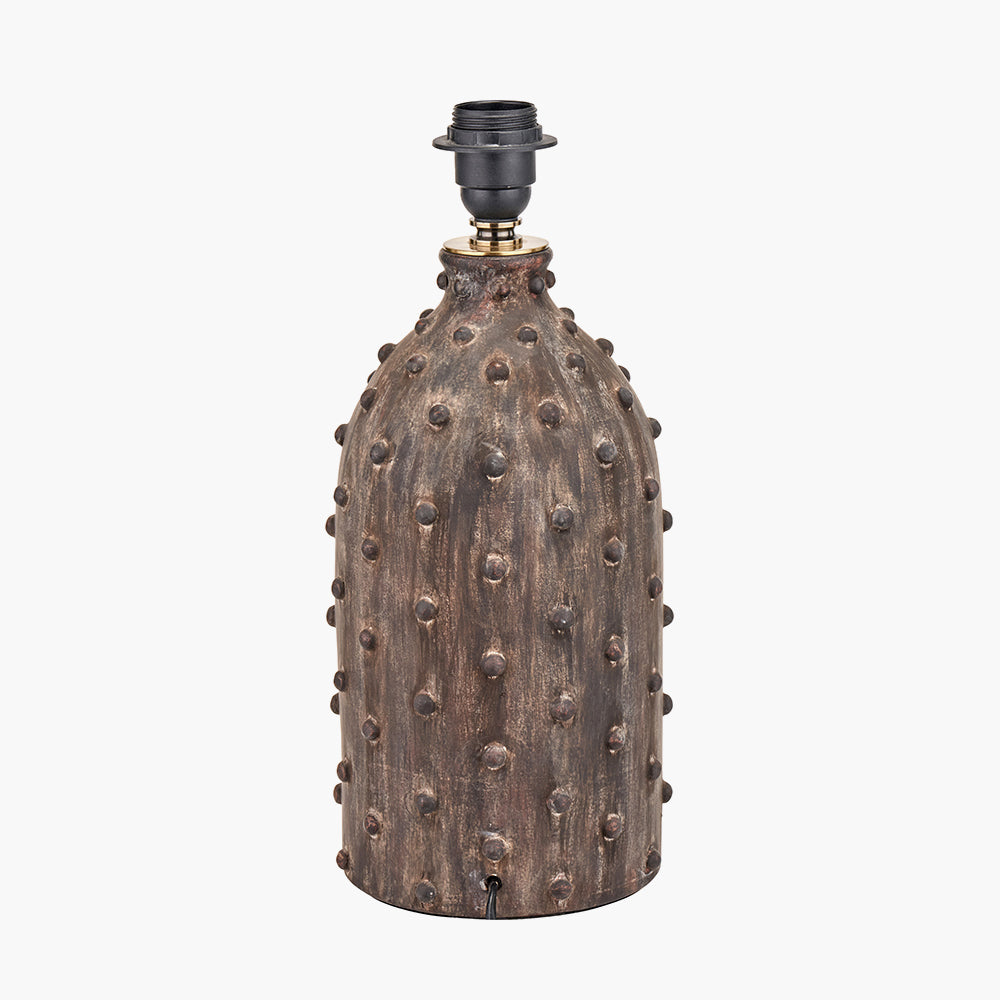 Rustic Grey Stoneware Table Lamp Base – Textured Design & LED Compatible
