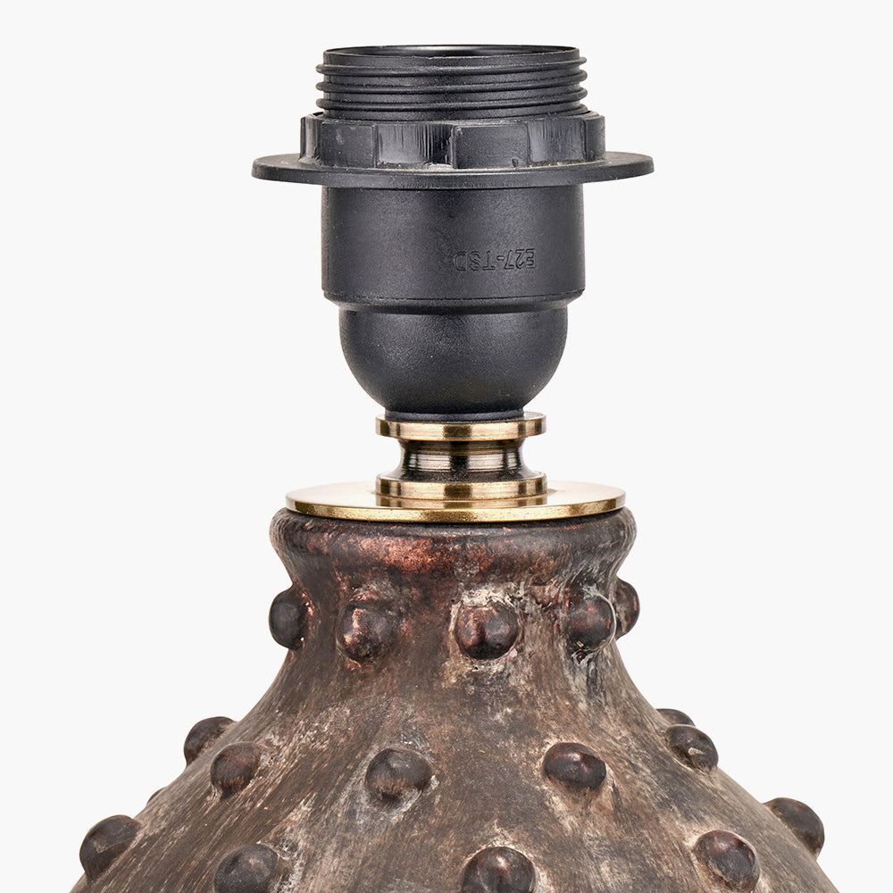 Rustic Grey Stoneware Table Lamp Base – Textured Design & LED Compatible