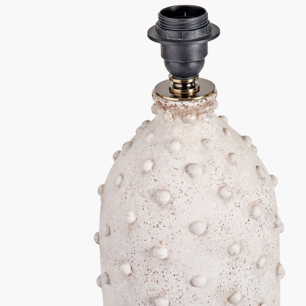Textured Light Grey Stoneware Table Lamp Base – Dot Finish & LED Compatible
