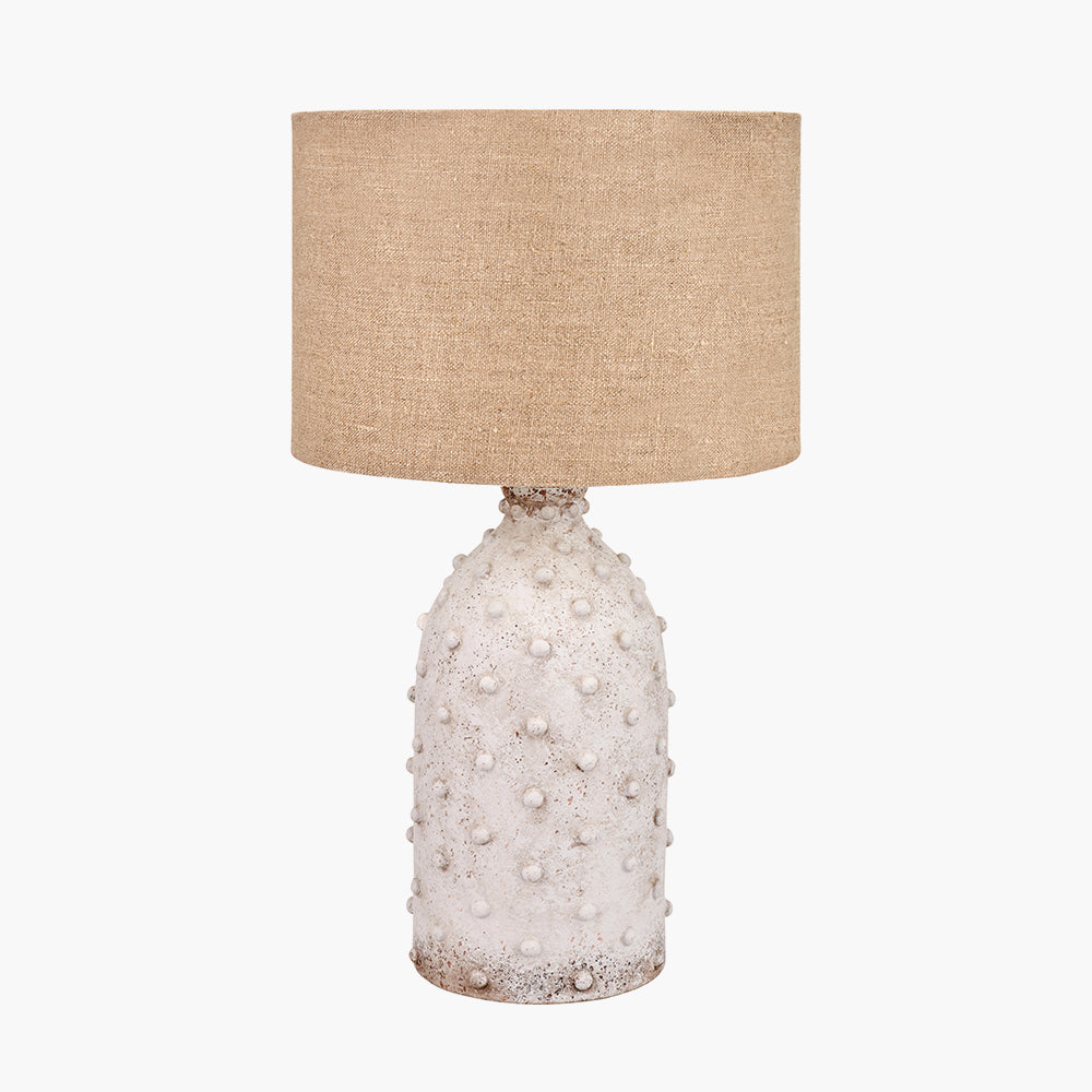 Textured Light Grey Stoneware Table Lamp Base – Dot Finish & LED Compatible