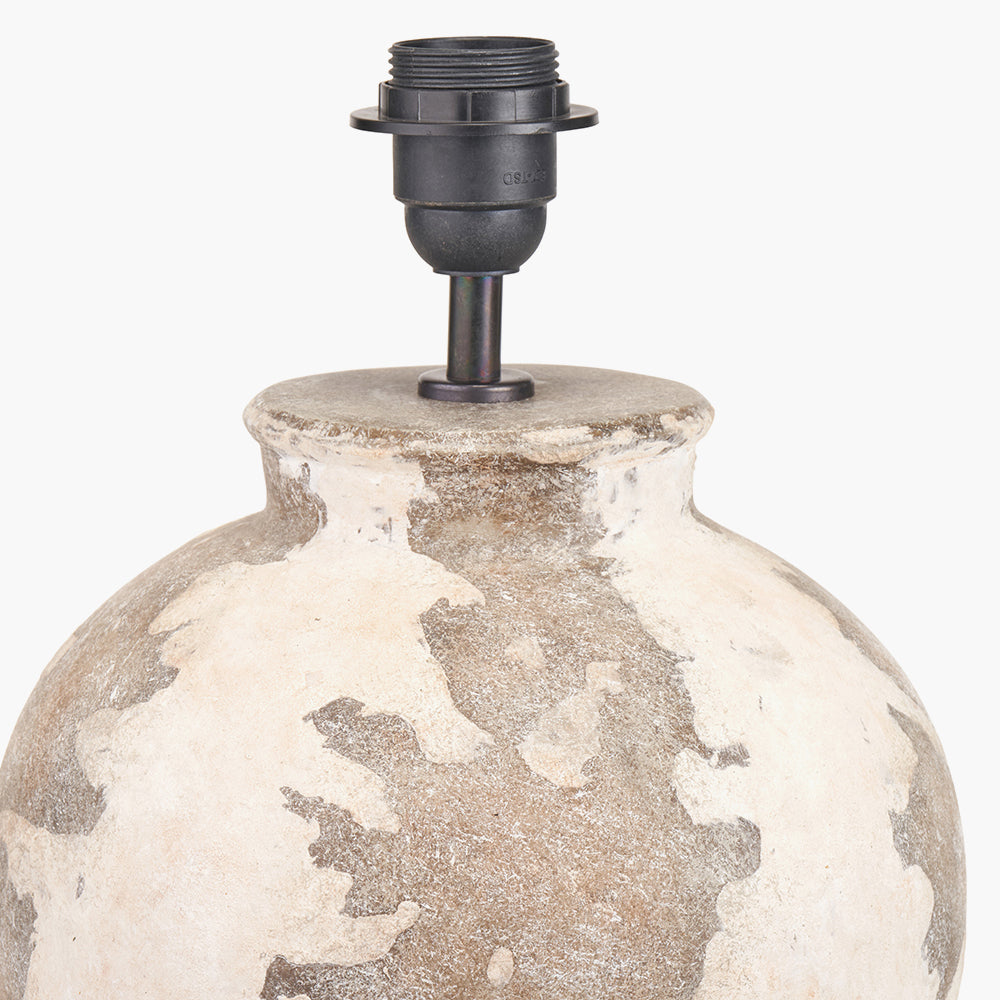 Rustic Cream Stoneware Table Lamp Base – Antique Finish & LED Compatible