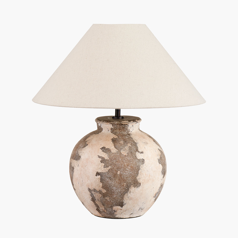 Rustic Cream Stoneware Table Lamp Base – Antique Finish & LED Compatible