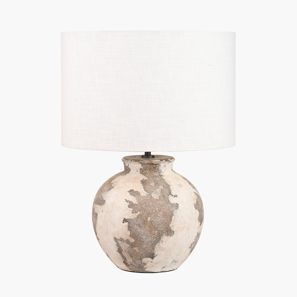 Rustic Cream Stoneware Table Lamp Base – Antique Finish & LED Compatible