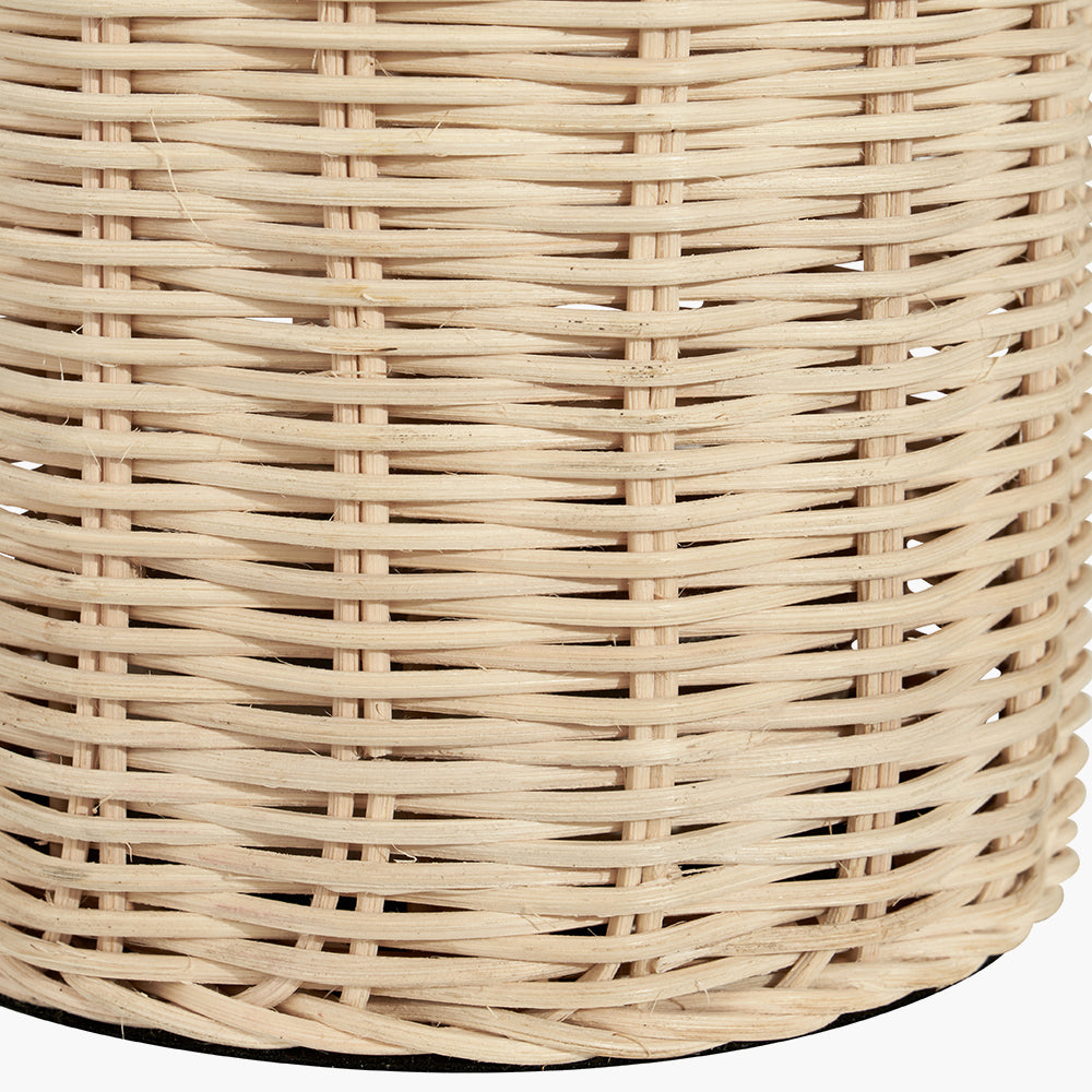 Elegant Natural Rattan Table Lamp – Textured White Linen Shade