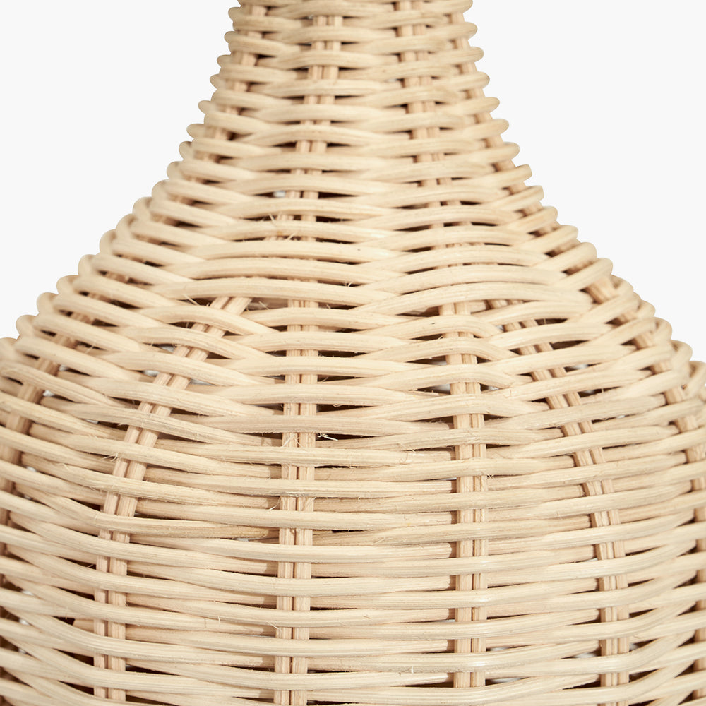 Elegant Natural Rattan Table Lamp – Textured White Linen Shade