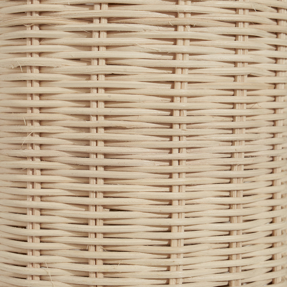 Elegant Natural Rattan Table Lamp – Textured White Linen Shade