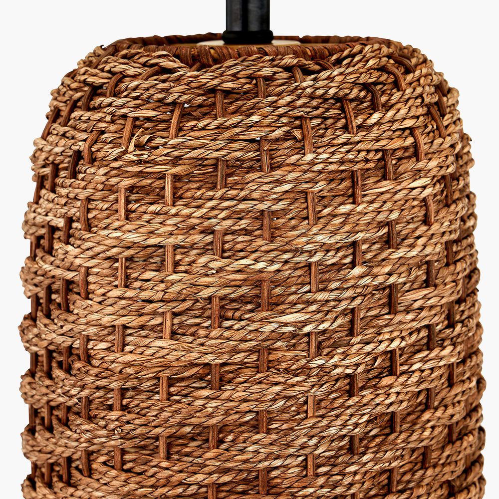 Rustic Woven Seagrass Table Lamp – Textured Base & Cream Linen Shade