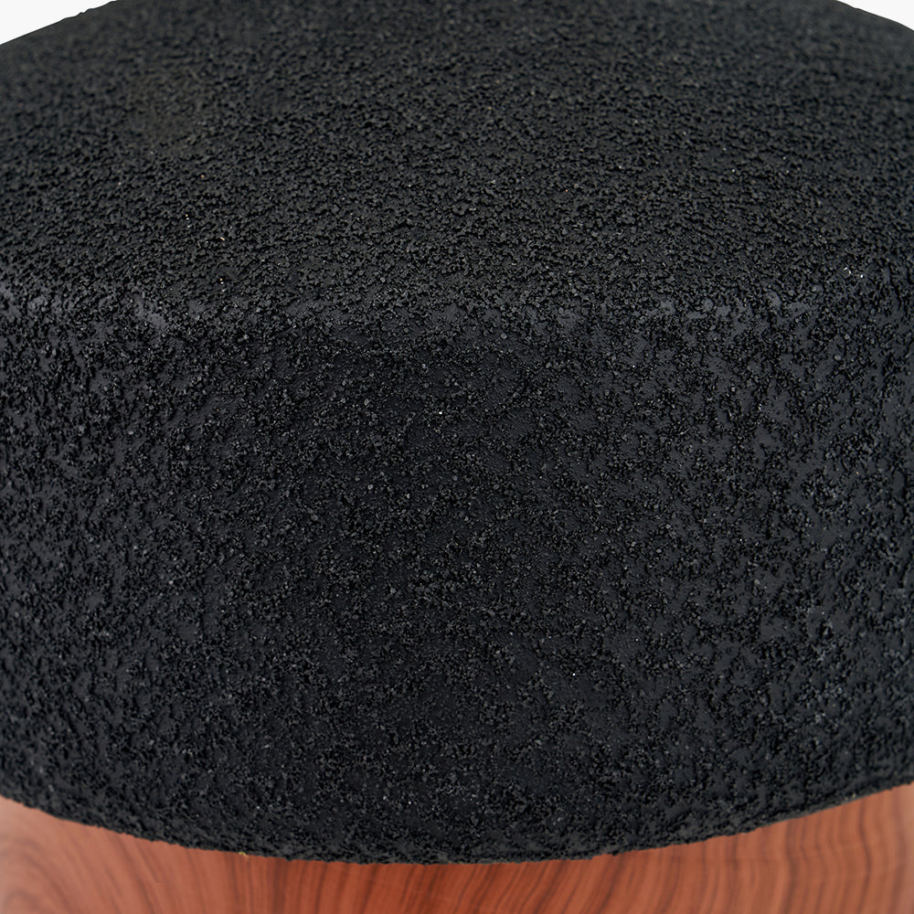 Modern Black Textured Table Lamp – Wood Effect Base & White Cotton Shade
