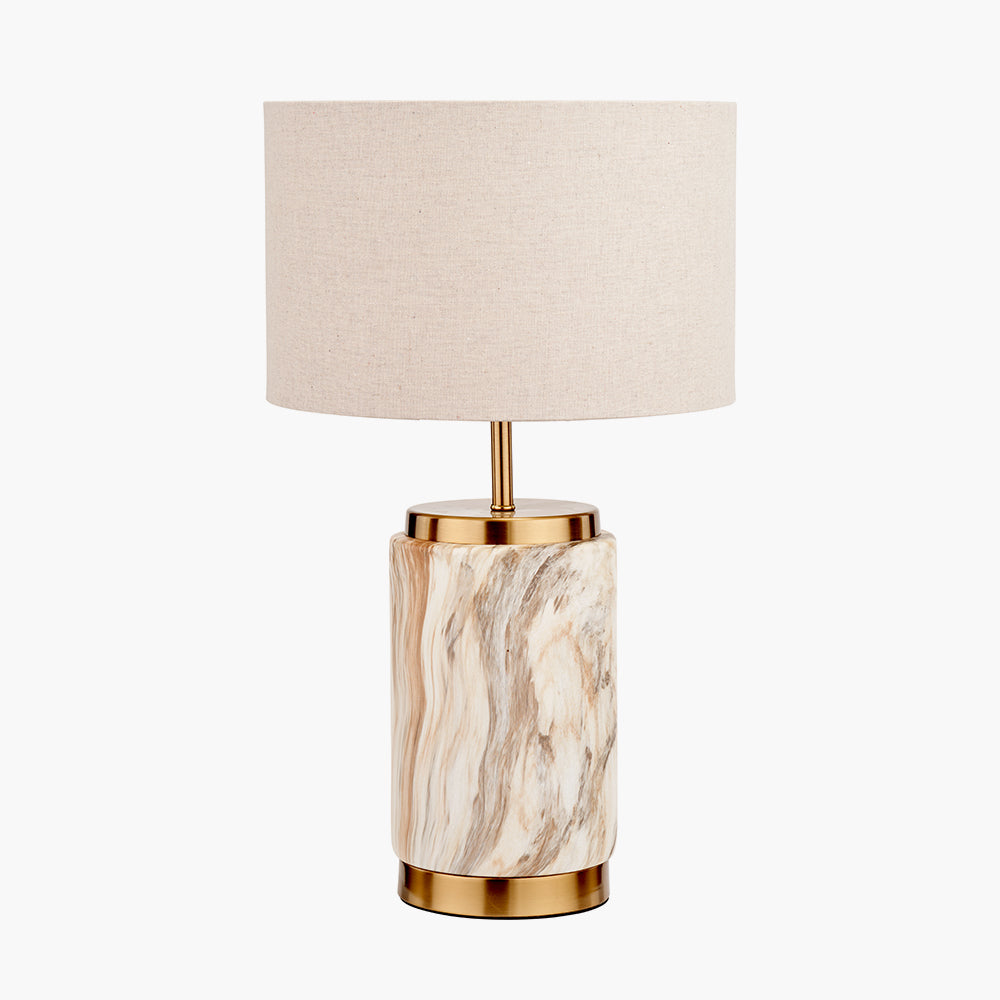 Contemporary Ceramic Table Lamp – Natural Stone Effect Base & Linen Shade