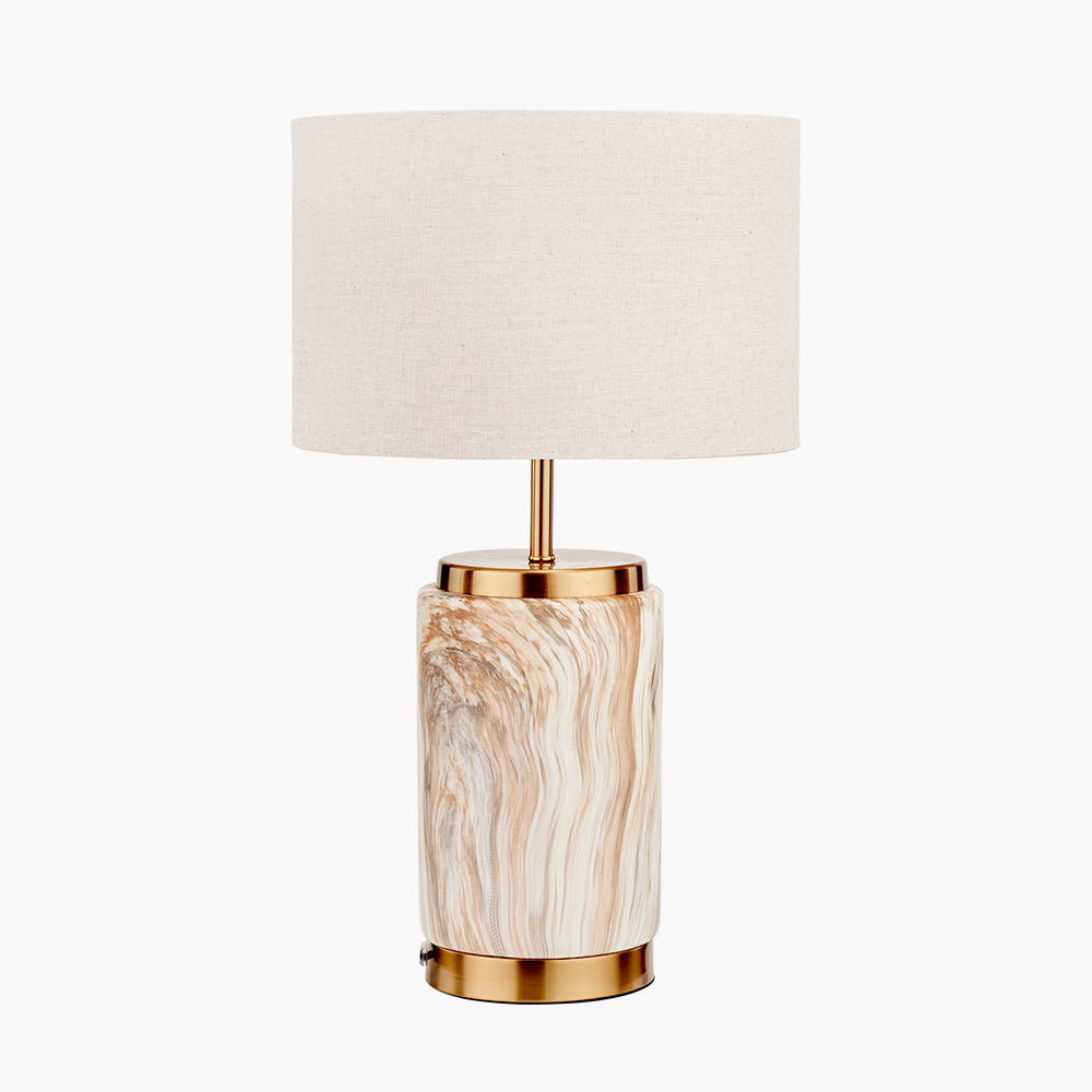 Contemporary Ceramic Table Lamp – Natural Stone Effect Base & Linen Shade