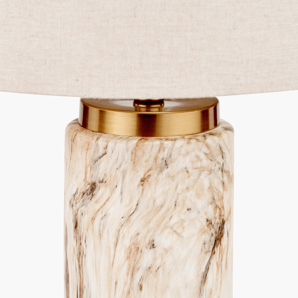 Contemporary Natural Stone Effect Ceramic Table Lamp with Linen Shade- 55cm