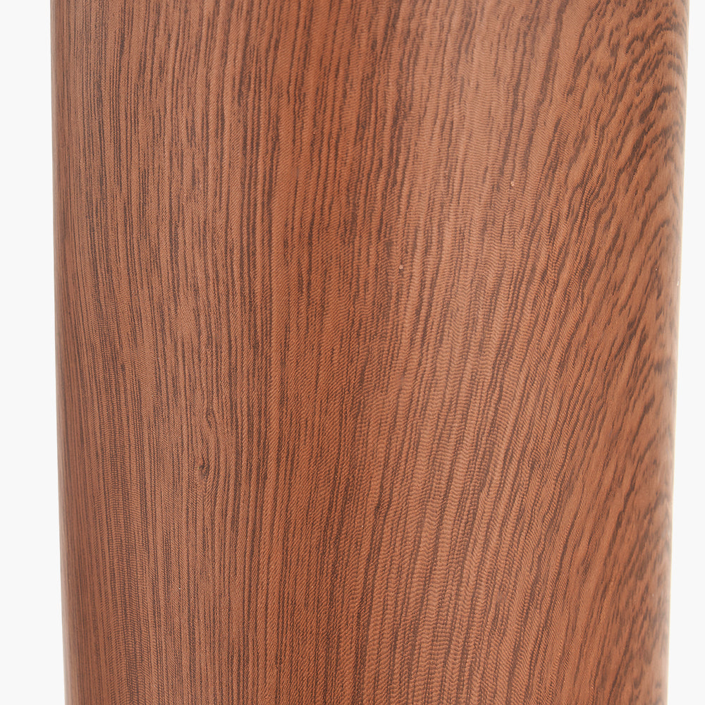 Modern Wood Effect Ceramic Table Lamp – Gold Accents & White Drum Shade