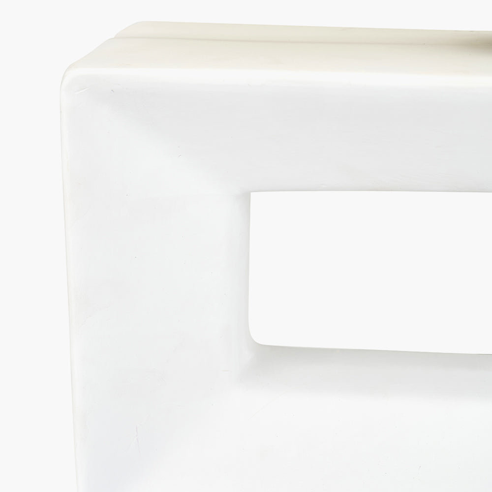 Modern White Rectangular Ceramic Table Lamp with Natural Shade - 35cm