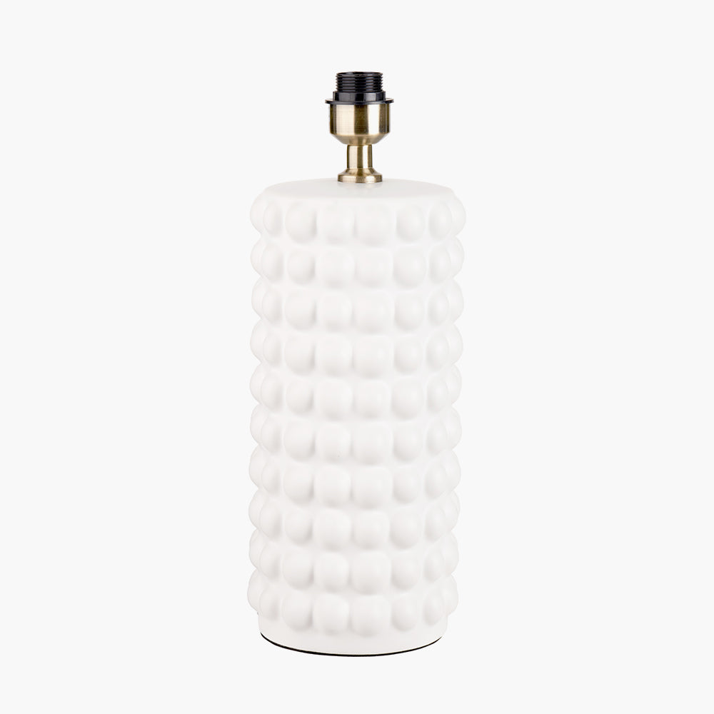 Modern White Ceramic Table Lamp Base – Textured Column Design & LED Compatible
