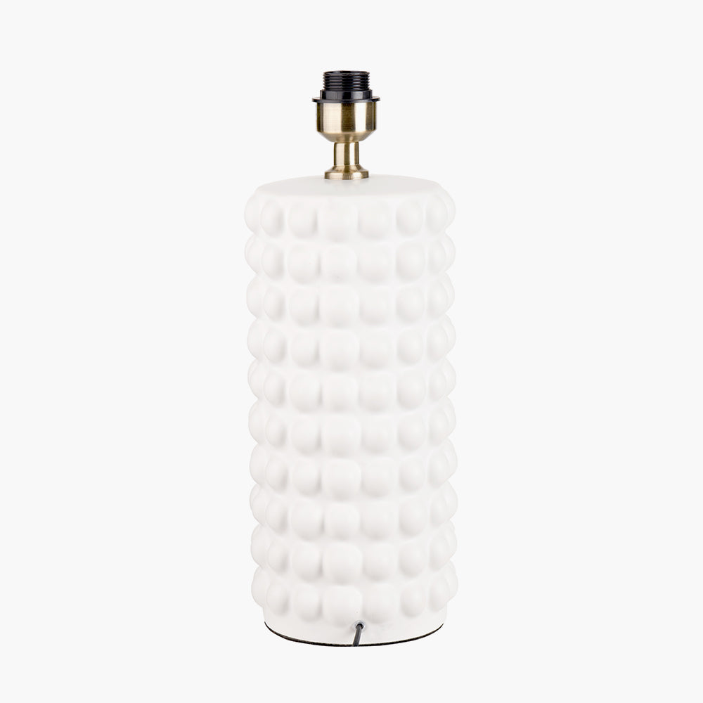Modern White Ceramic Table Lamp Base – Textured Column Design & LED Compatible