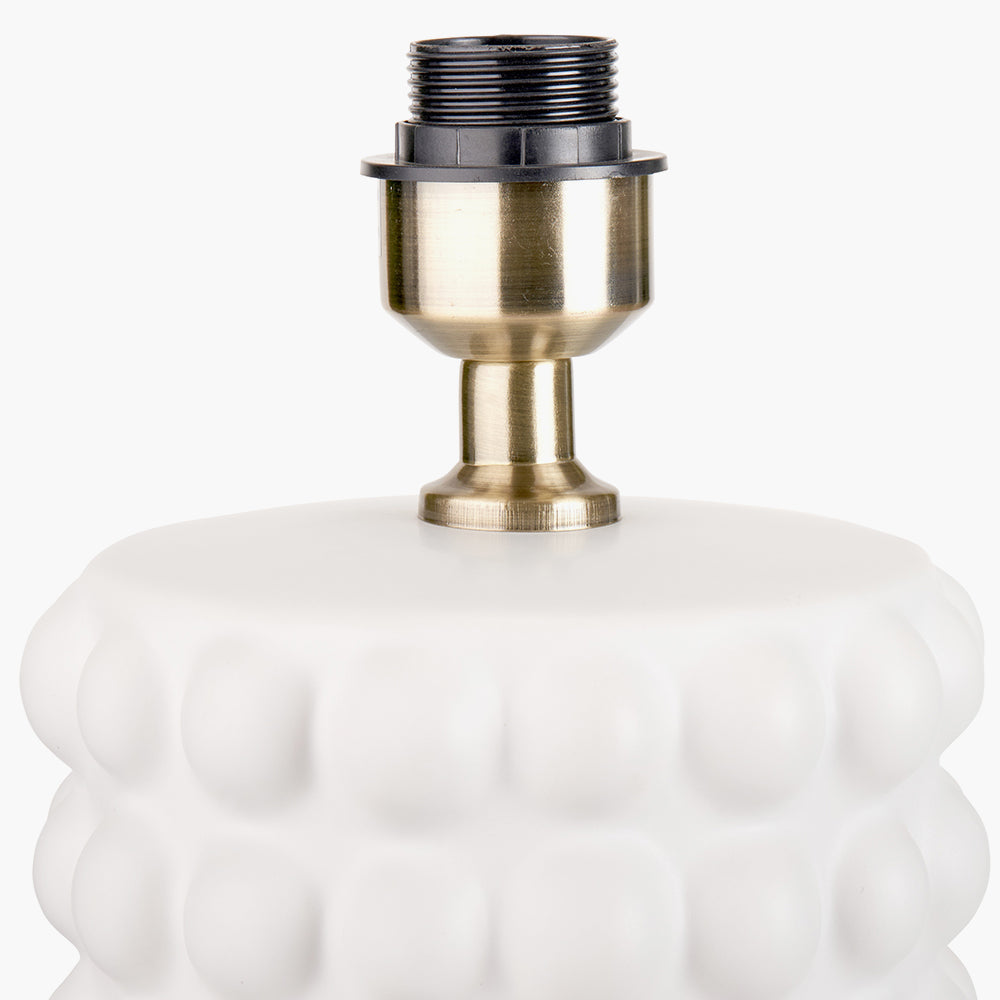 Modern White Ceramic Table Lamp Base – Textured Column Design & LED Compatible