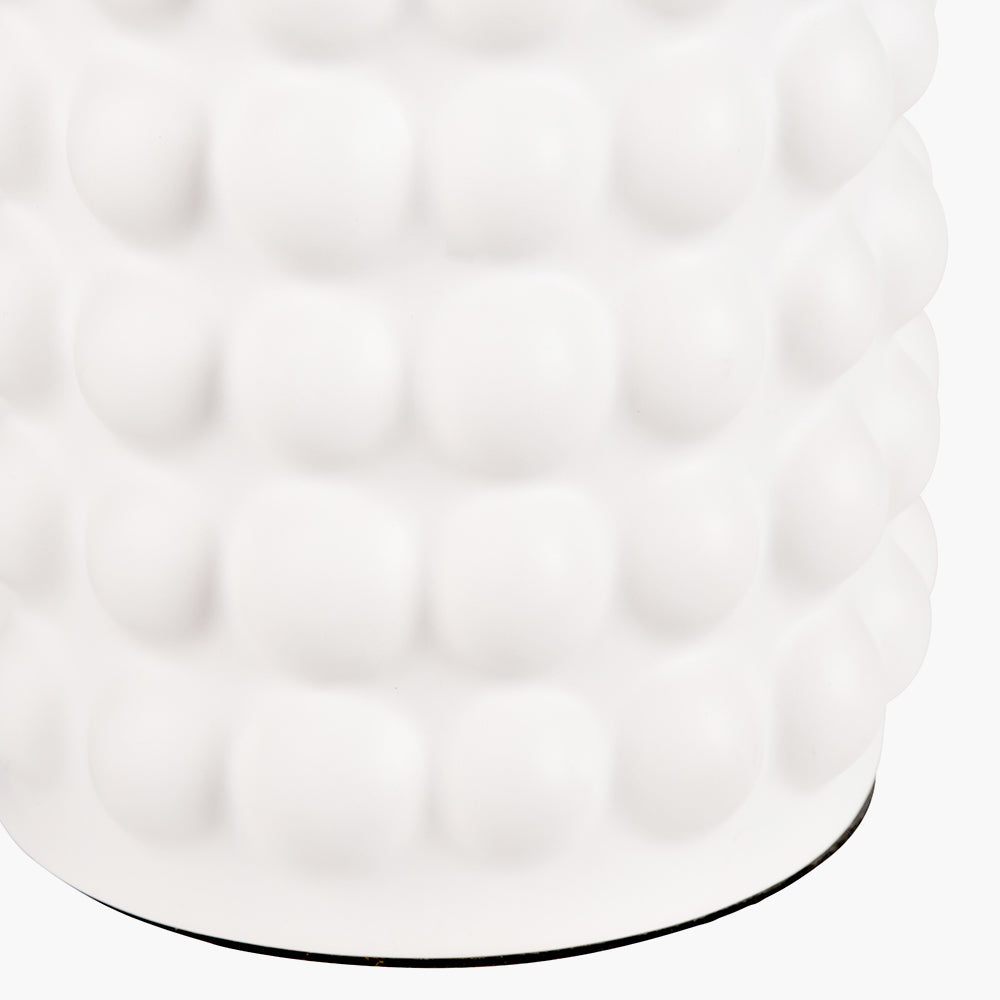 Modern White Ceramic Table Lamp Base – Textured Column Design & LED Compatible