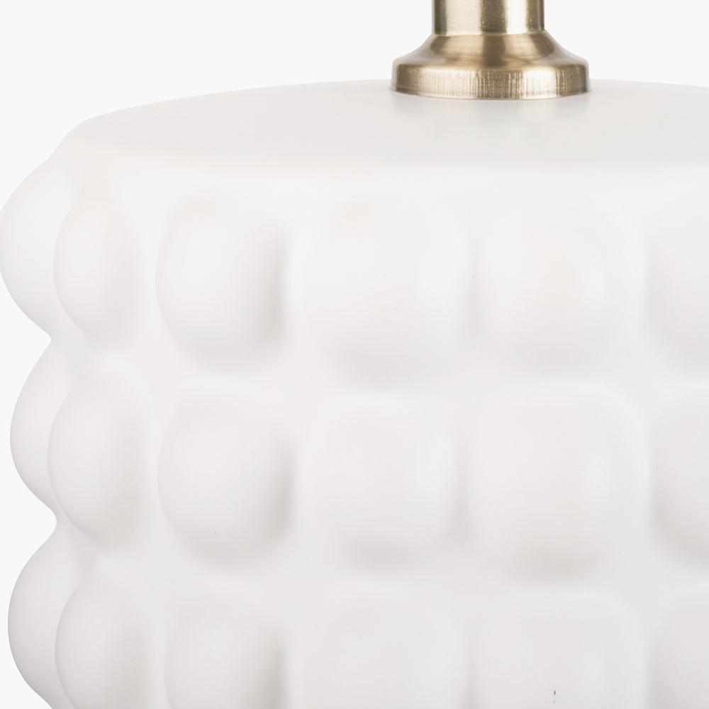 Modern White Ceramic Table Lamp Base – Textured Column Design & LED Compatible