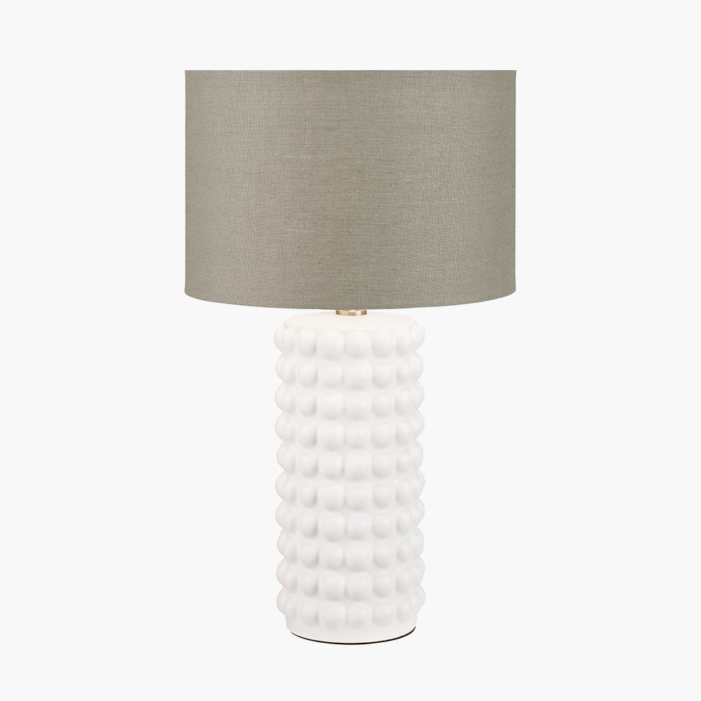 Modern White Ceramic Table Lamp Base – Textured Column Design & LED Compatible