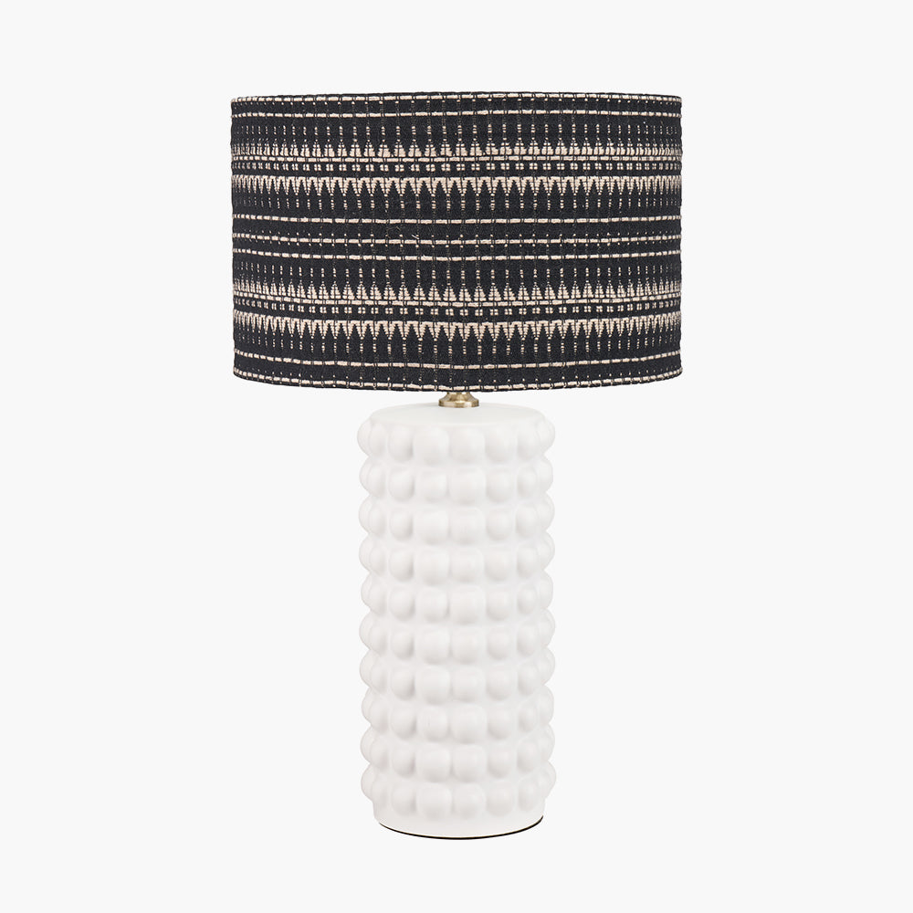 Modern White Ceramic Table Lamp Base – Textured Column Design & LED Compatible