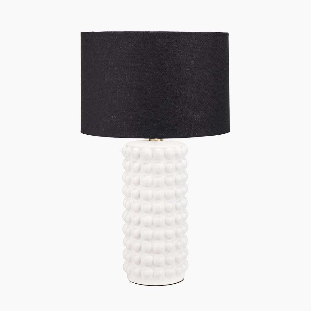 Modern White Ceramic Table Lamp Base – Textured Column Design & LED Compatible