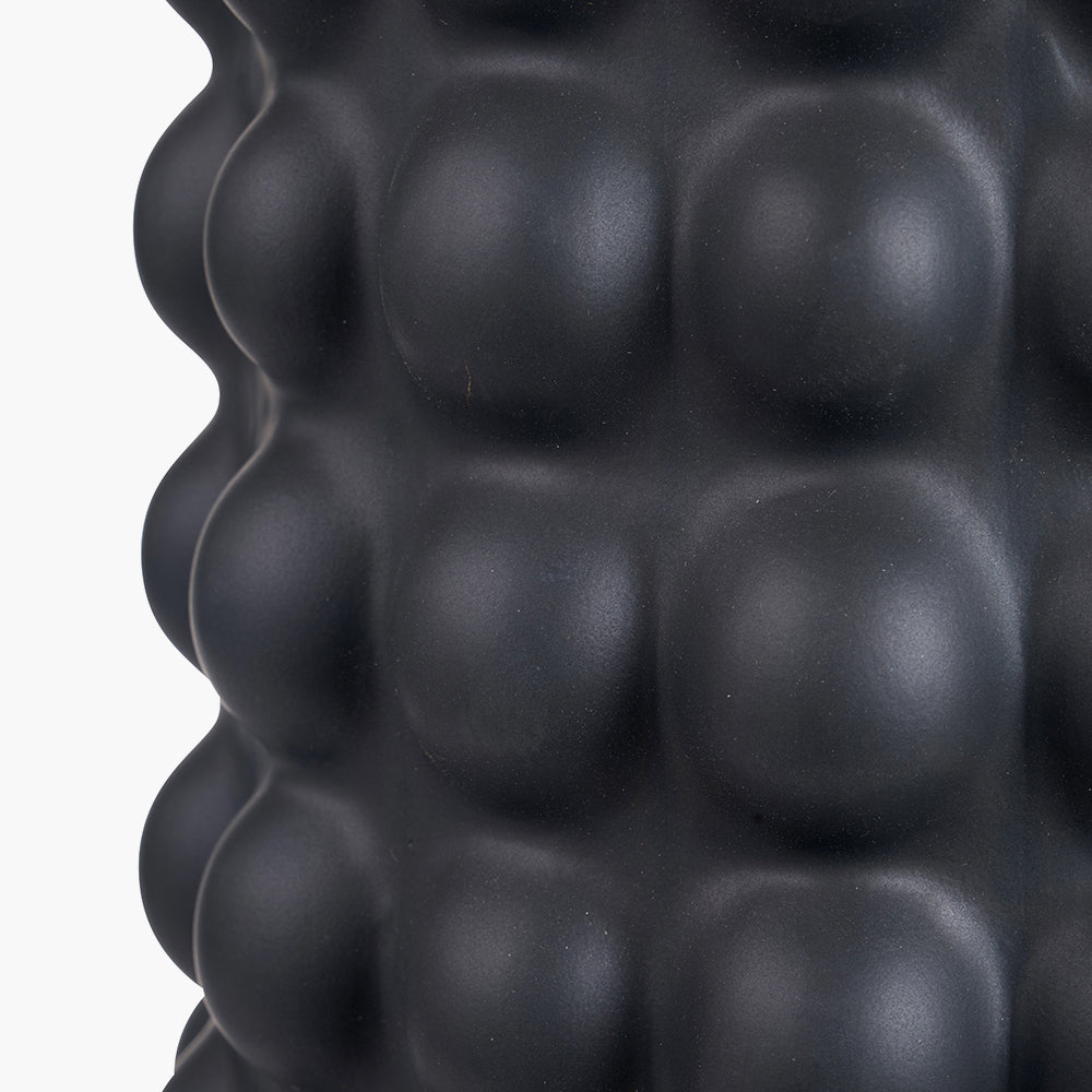 Stylish Black Ceramic Table Lamp Base – Bobbled Texture & LED Compatible