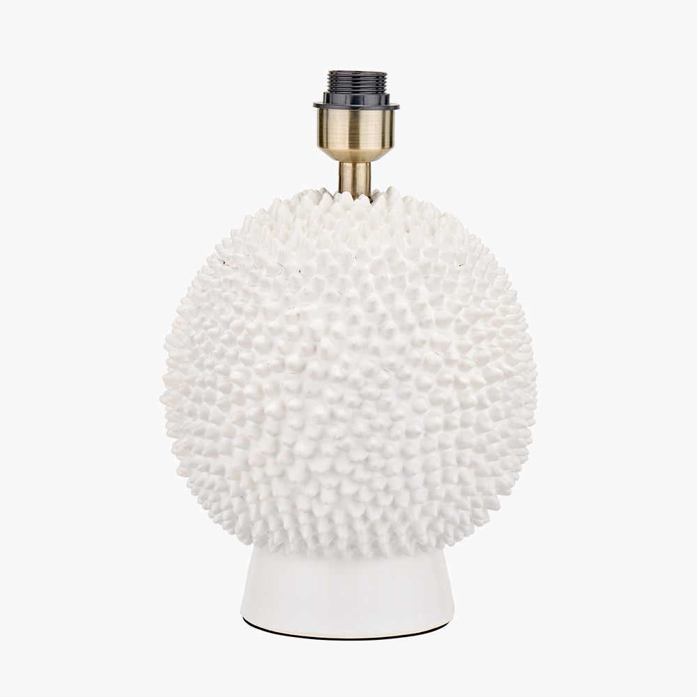 Modern Cream Ceramic Table Lamp Base – Textured Sphere Design & LED Compatible -