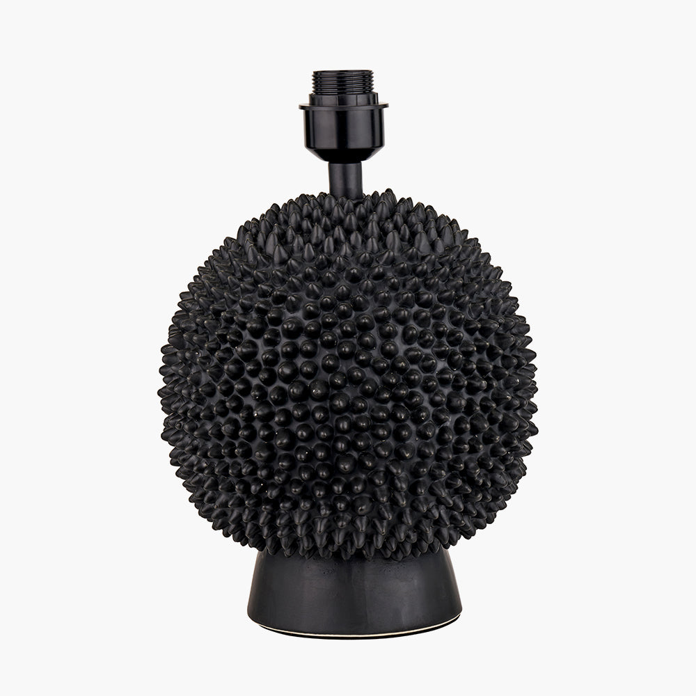 Modern Black Ceramic Table Lamp Base – Textured Sphere Design & LED Compatible -