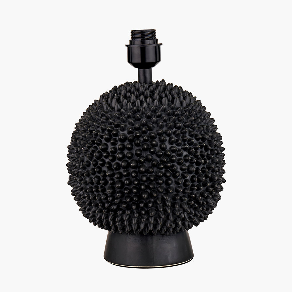 Modern Black Ceramic Table Lamp Base – Textured Sphere Design & LED Compatible