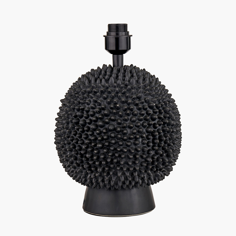 Modern Black Ceramic Table Lamp Base – Textured Sphere Design & LED Compatible