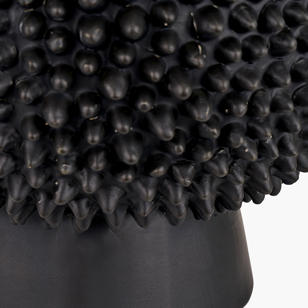 Modern Black Ceramic Table Lamp Base – Textured Sphere Design & LED Compatible