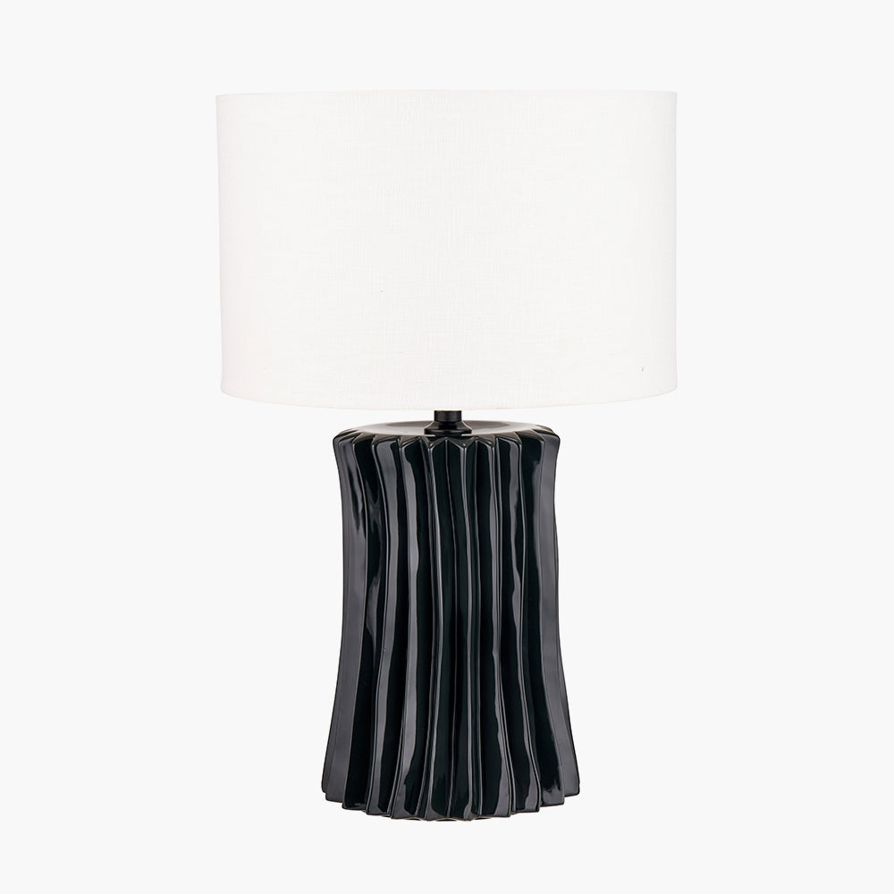 Modern Black Ceramic Table Lamp Base – Ribbed Design & LED Compatible