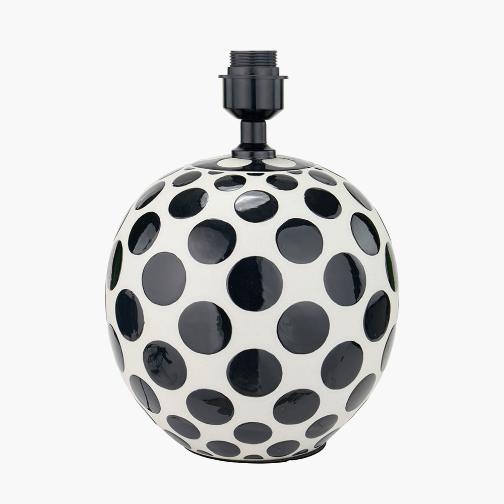 Playful Black & White Ceramic Table Lamp Base – Polka Dot Design & LED Compatible