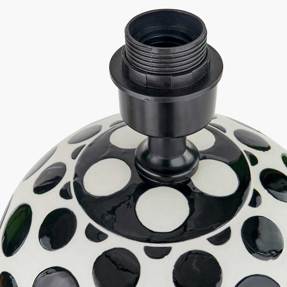Playful Black & White Ceramic Table Lamp Base – Polka Dot Design & LED Compatible