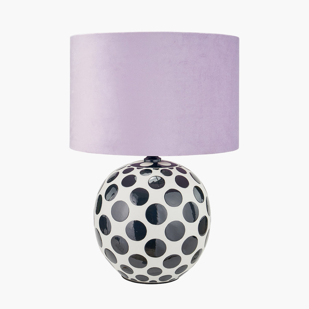 Playful Black & White Ceramic Table Lamp Base – Polka Dot Design & LED Compatible