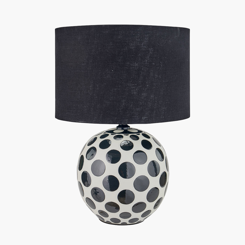 Playful Black & White Ceramic Table Lamp Base – Polka Dot Design & LED Compatible