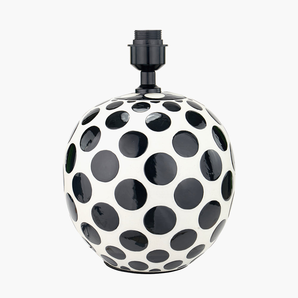 Playful Black & White Ceramic Table Lamp Base – Polka Dot Design & LED Compatible -