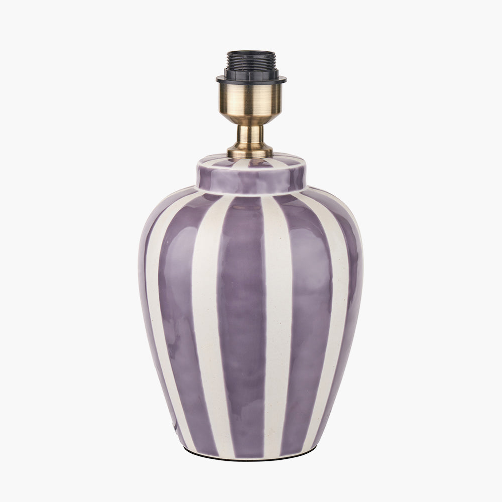 Elegant Lilac Striped Ceramic Table Lamp Base