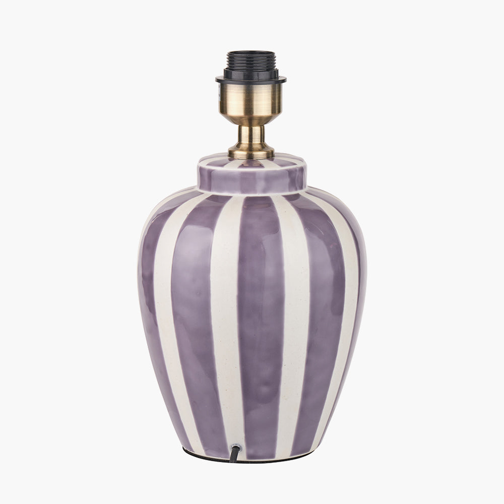 Elegant Lilac Striped Ceramic Table Lamp Base