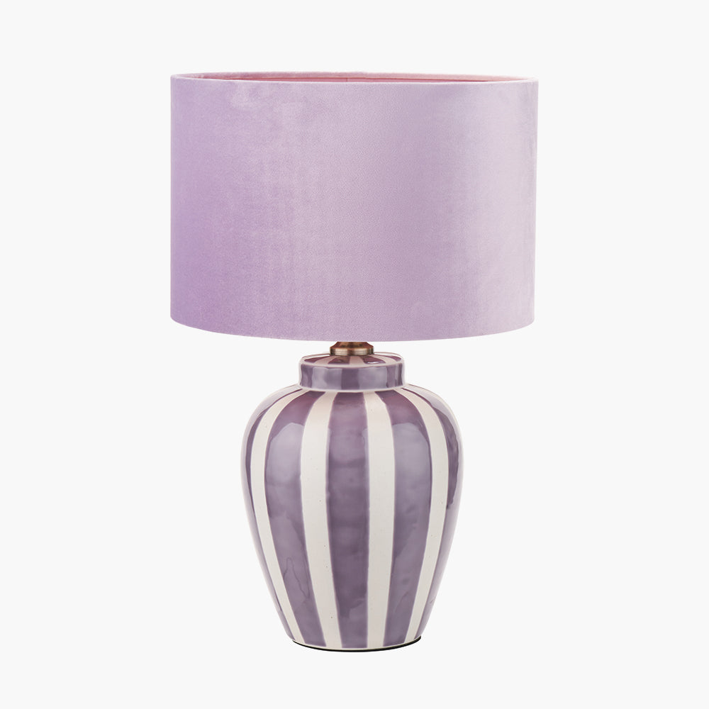 Elegant Lilac Striped Ceramic Table Lamp Base