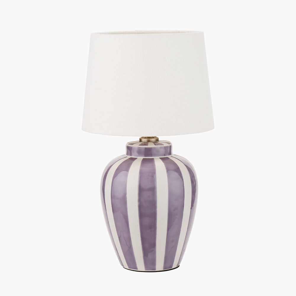 Elegant Lilac Striped Ceramic Table Lamp Base
