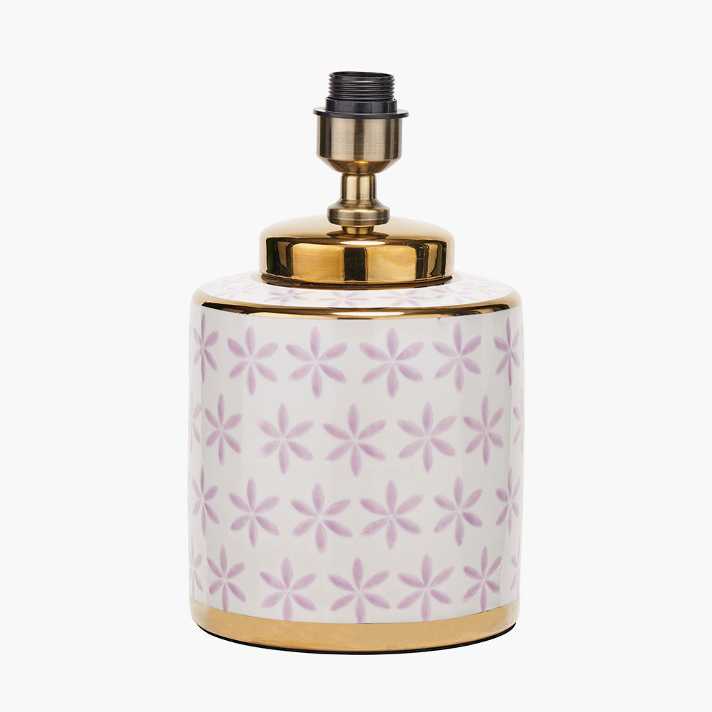 Charming Gold & Floral Ceramic Table Lamp Base – Elegant Design & LED Compatible -